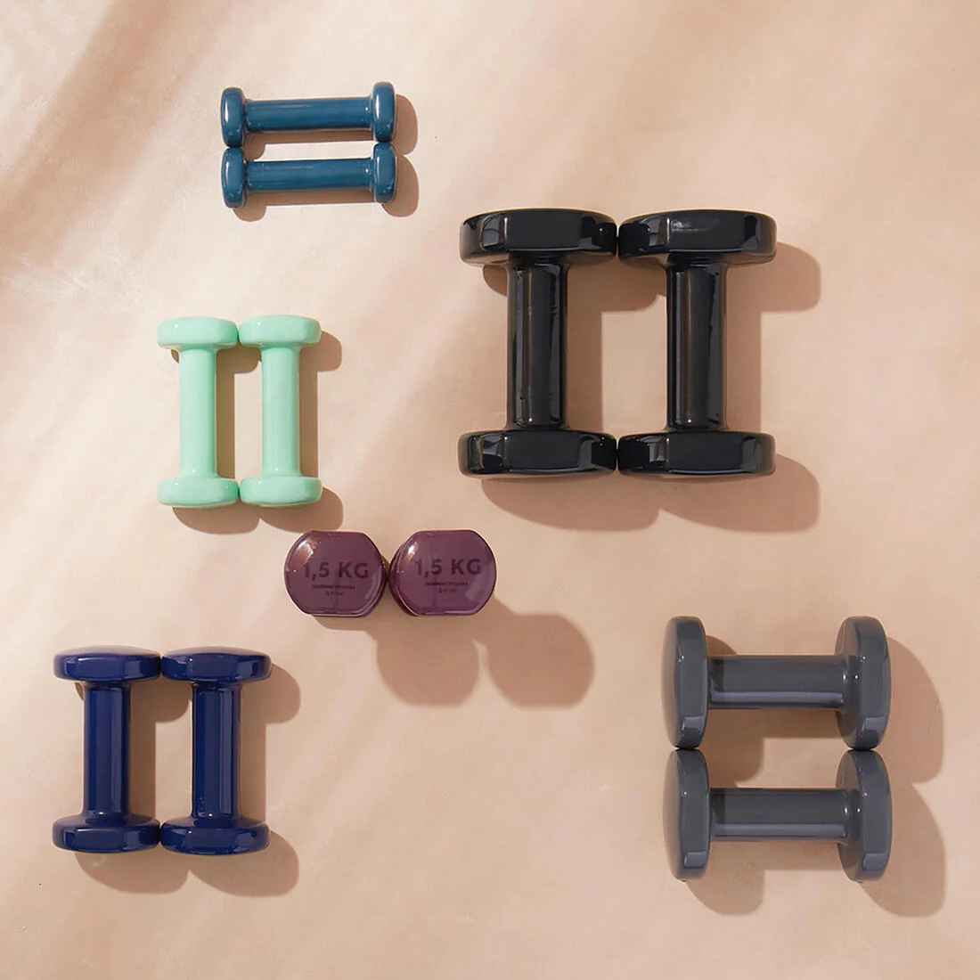 0.5 kg Fitness Dumbbells Twin-Pack, Partially Recycled Cast Iron - Navy Blue - Image 7