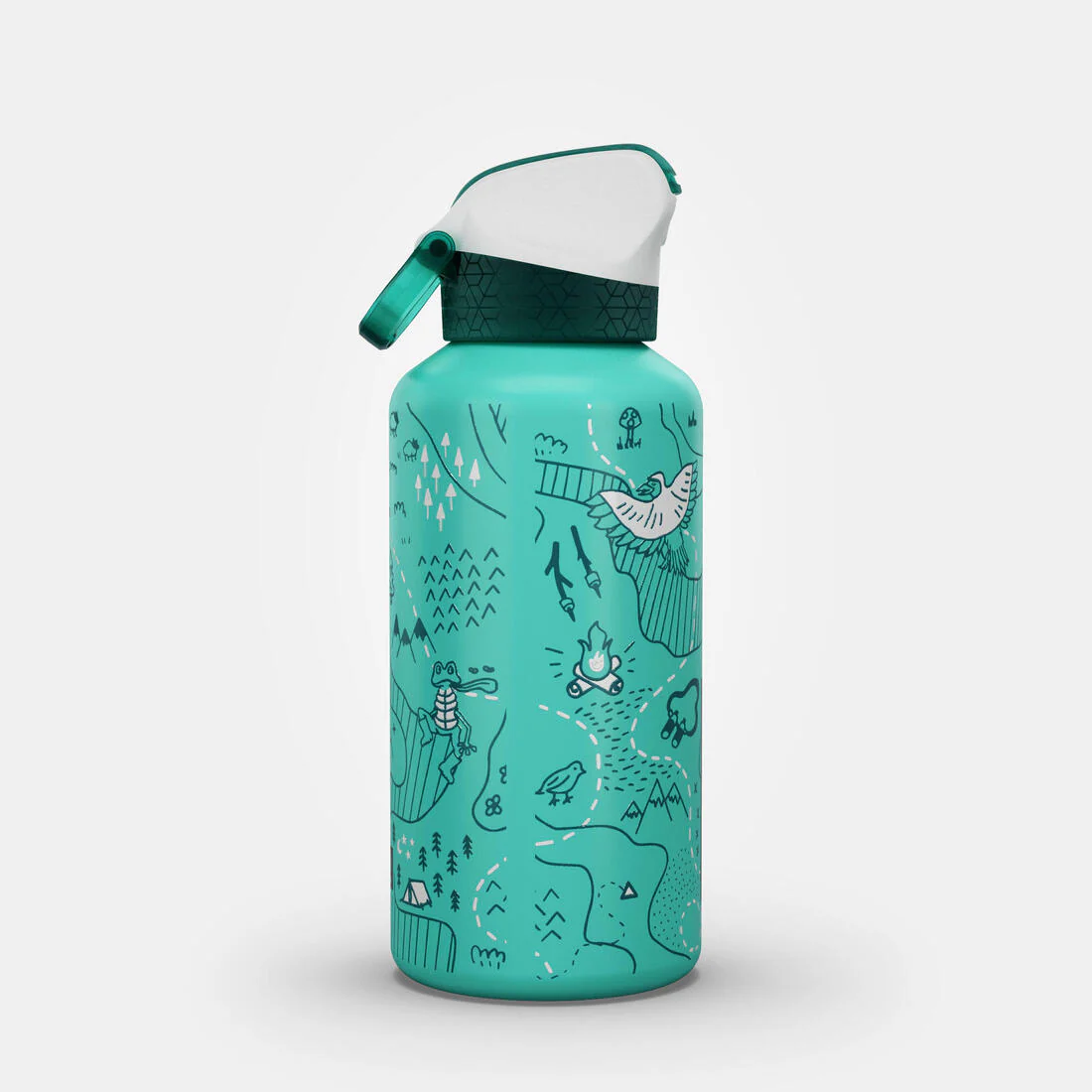 Kids’ 0.6L alu. water flask 500 with instant cap, pipette and straw, for hiking - Image 11