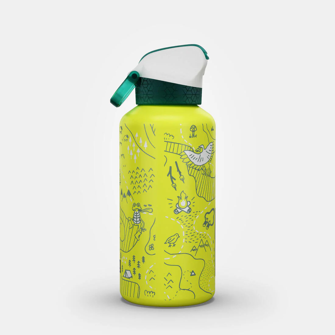 Kids’ 0.6L alu. water flask 500 with instant cap, pipette and straw, for hiking - Image 15