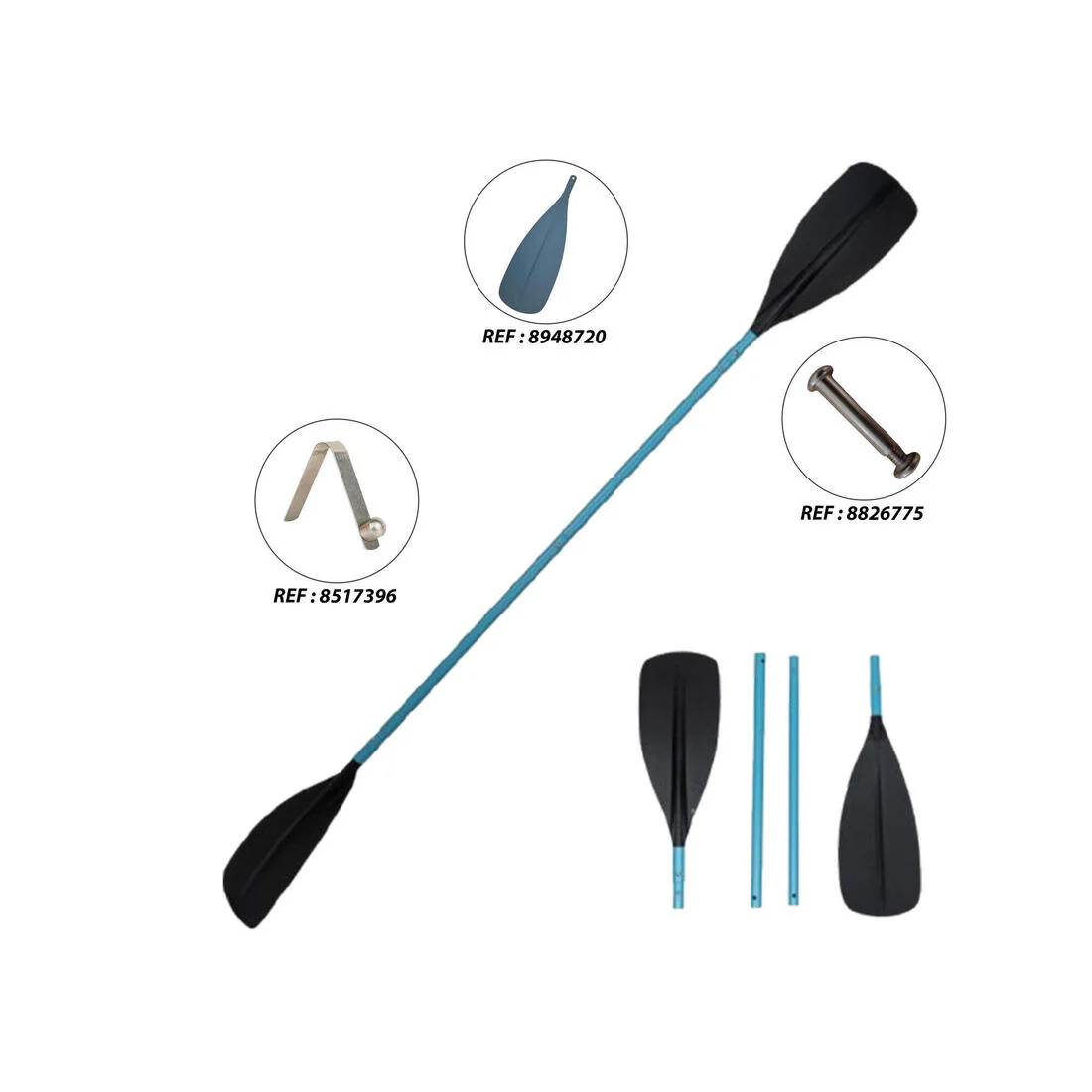 4P kayak paddle 215 cm - 100 Blue - Image 5