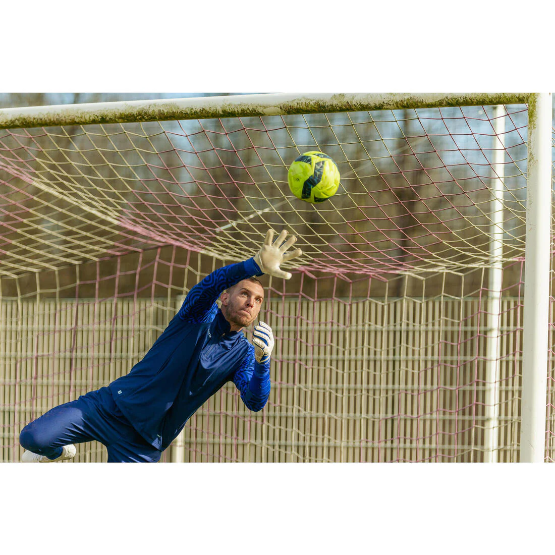 Adult Football Goalkeeper Gloves F500 Viralto - White/Blue - Image 10