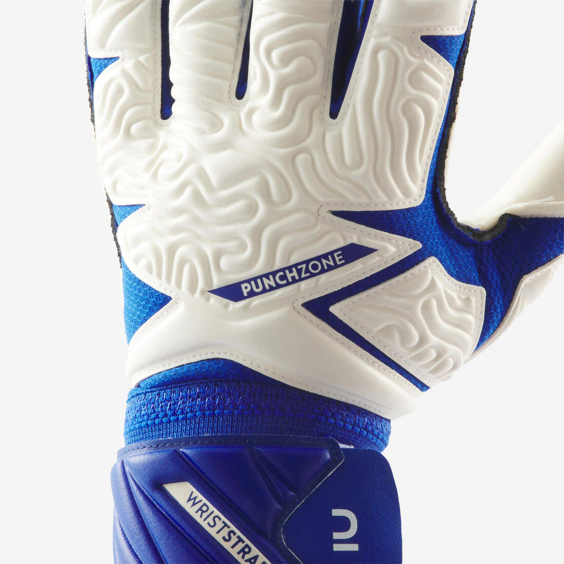 Adult Football Goalkeeper Gloves F500 Viralto - White/Blue - Image 6