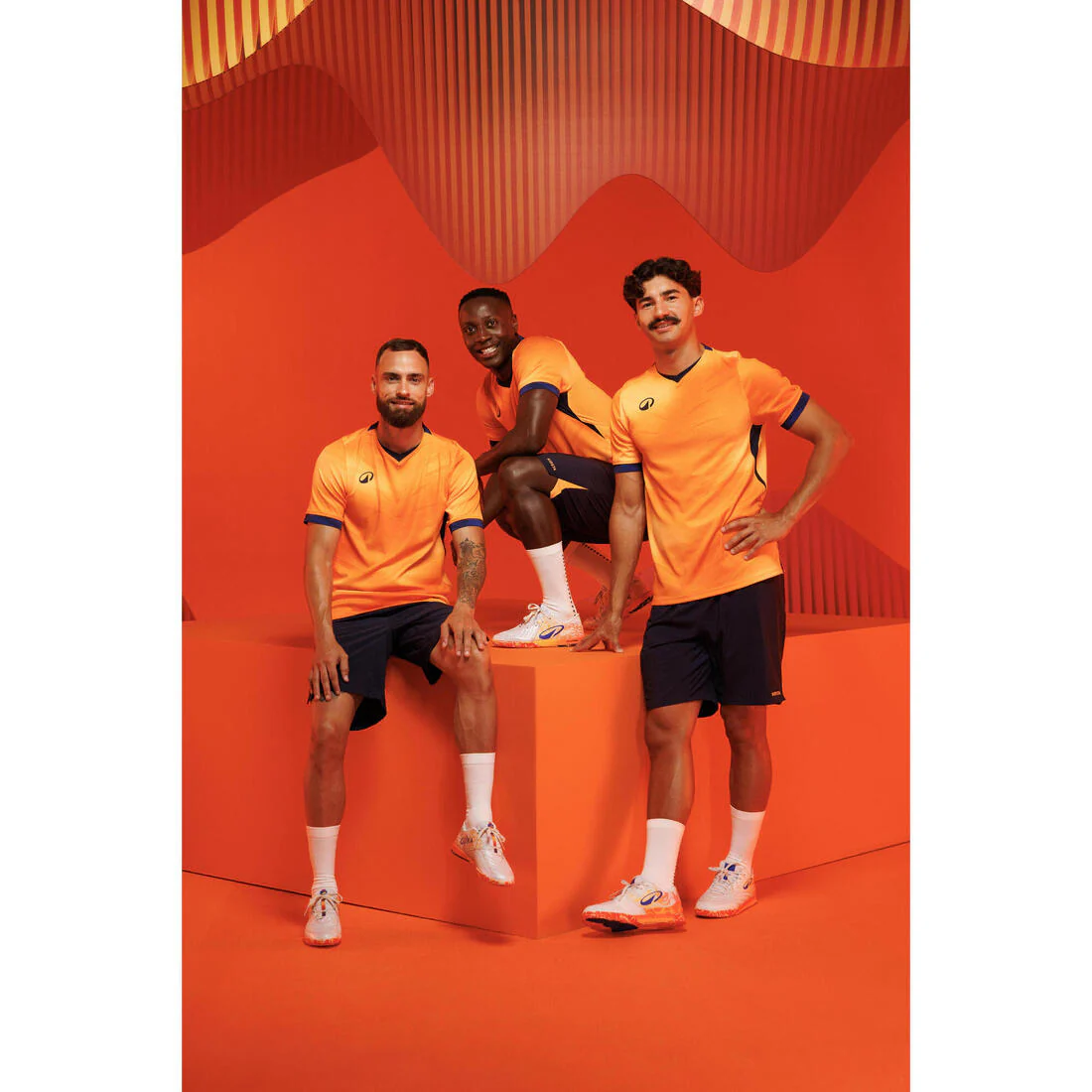 Adult Football Shorts CLR - Navy/Orange - Image 11