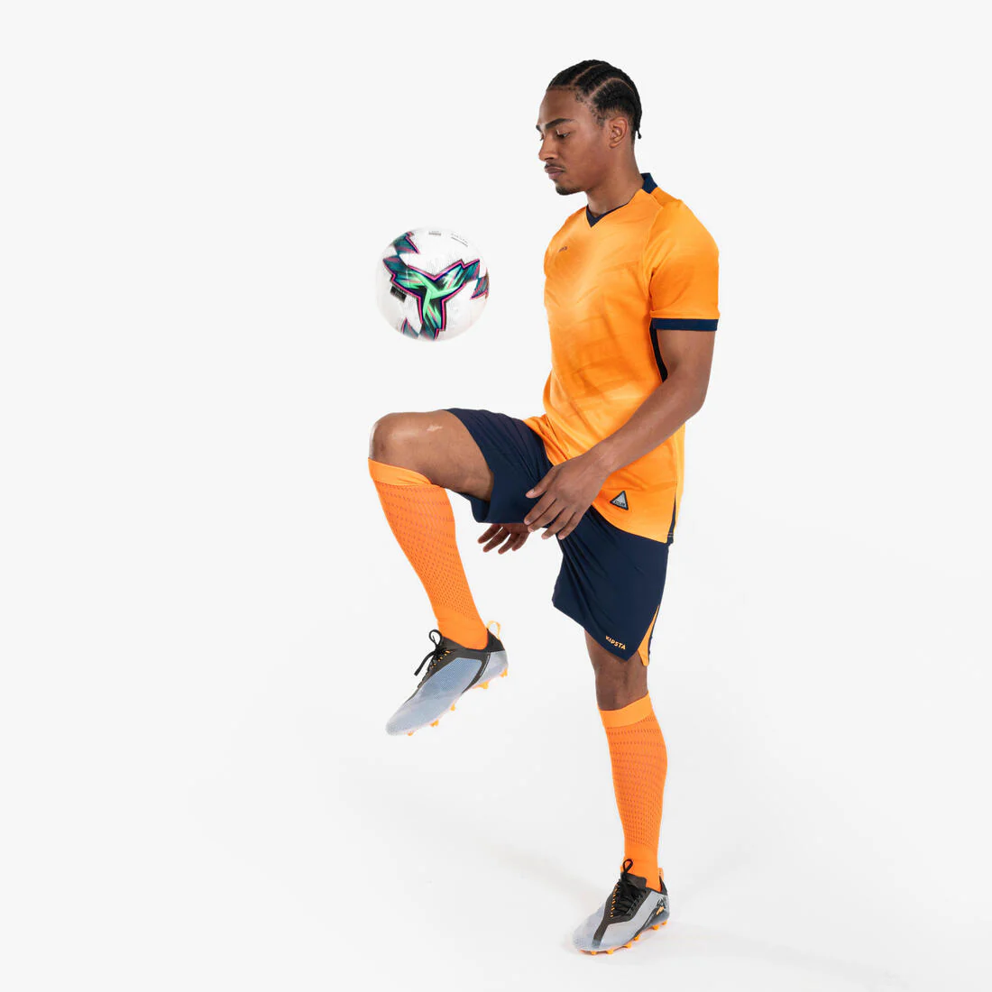 Adult Football Shorts CLR - Navy/Orange - Image 5