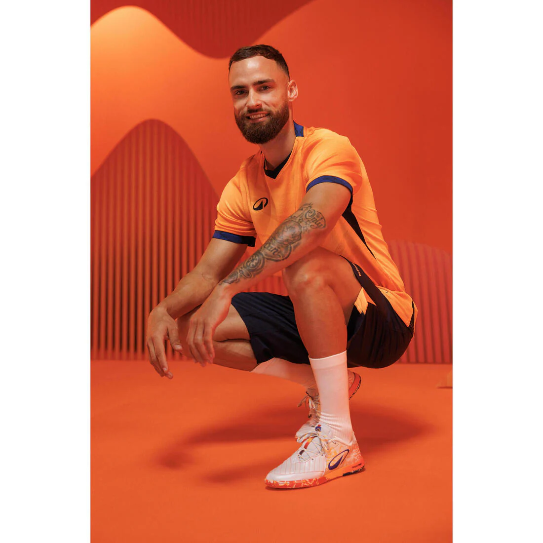 Adult Short-Sleeved Football Shirt CLR - Orange/Navy - Image 11