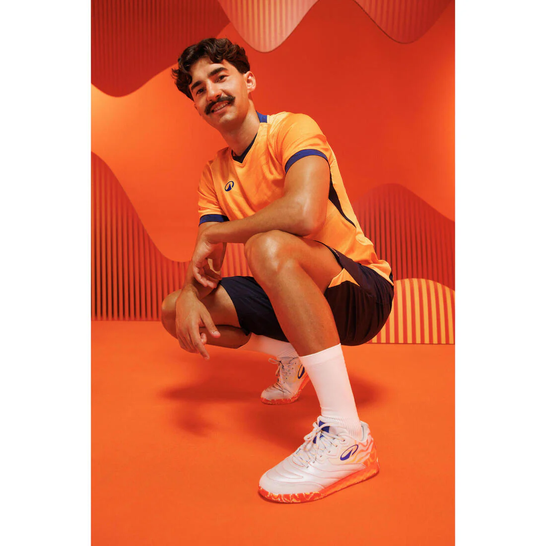 Adult Short-Sleeved Football Shirt CLR - Orange/Navy - Image 12