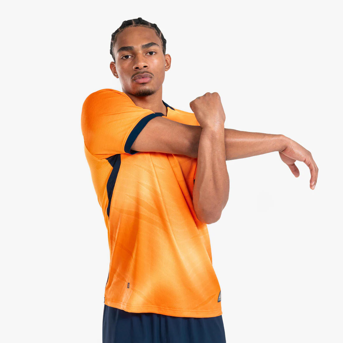 Adult Short-Sleeved Football Shirt CLR - Orange/Navy - Image 3