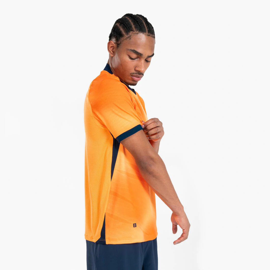 Adult Short-Sleeved Football Shirt CLR - Orange/Navy - Image 4