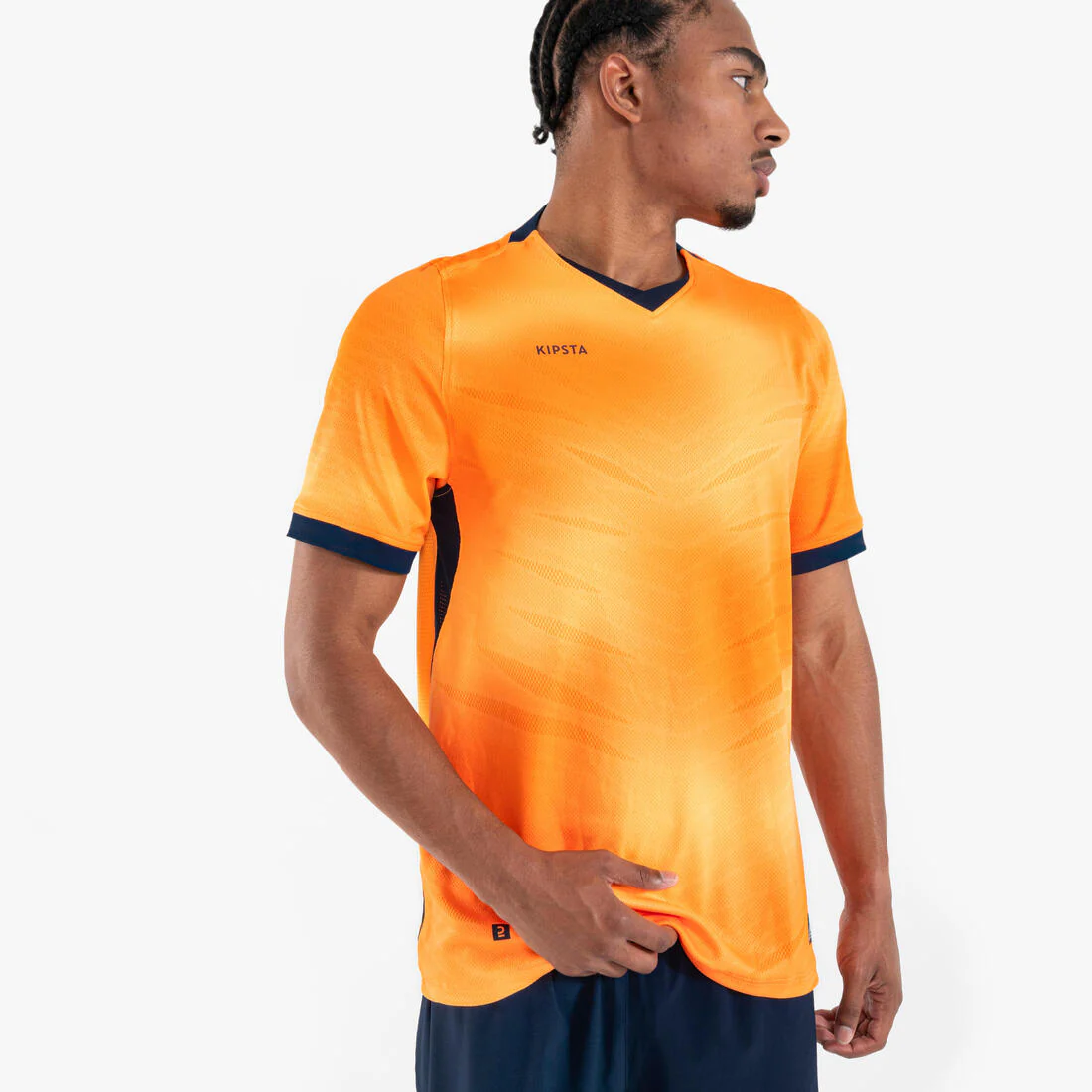 Adult Short-Sleeved Football Shirt CLR - Orange/Navy - Image 6