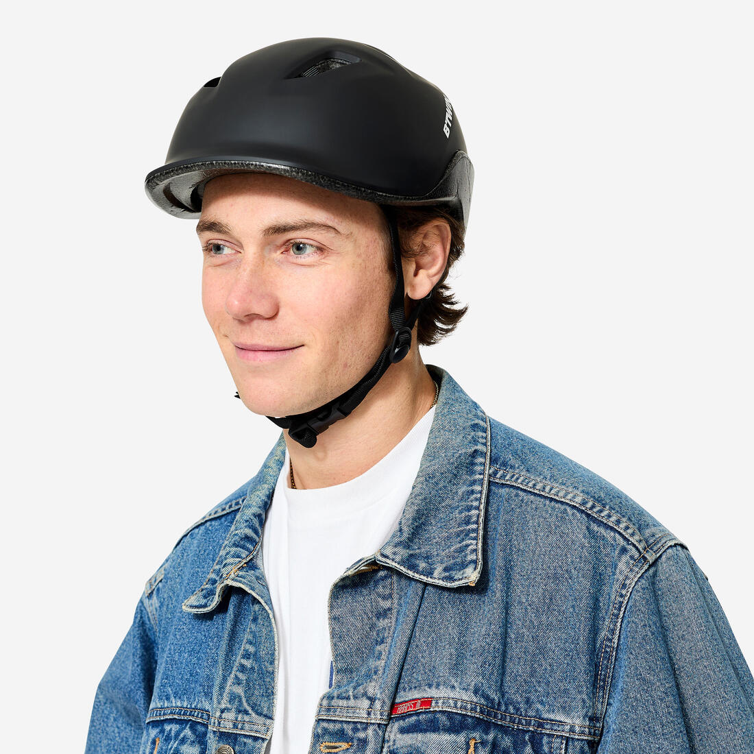 100 City Cycling Helmet Black - Image 2