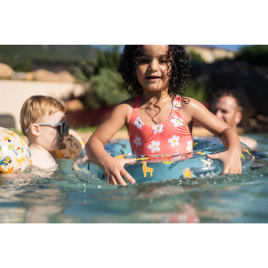 Baby Girls' 1-Piece Swimsuit waffle texture coral Flower print - Image 11