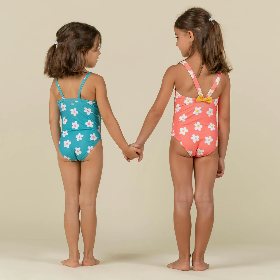 Baby Girls' 1-Piece Swimsuit waffle texture coral Flower print - Image 7