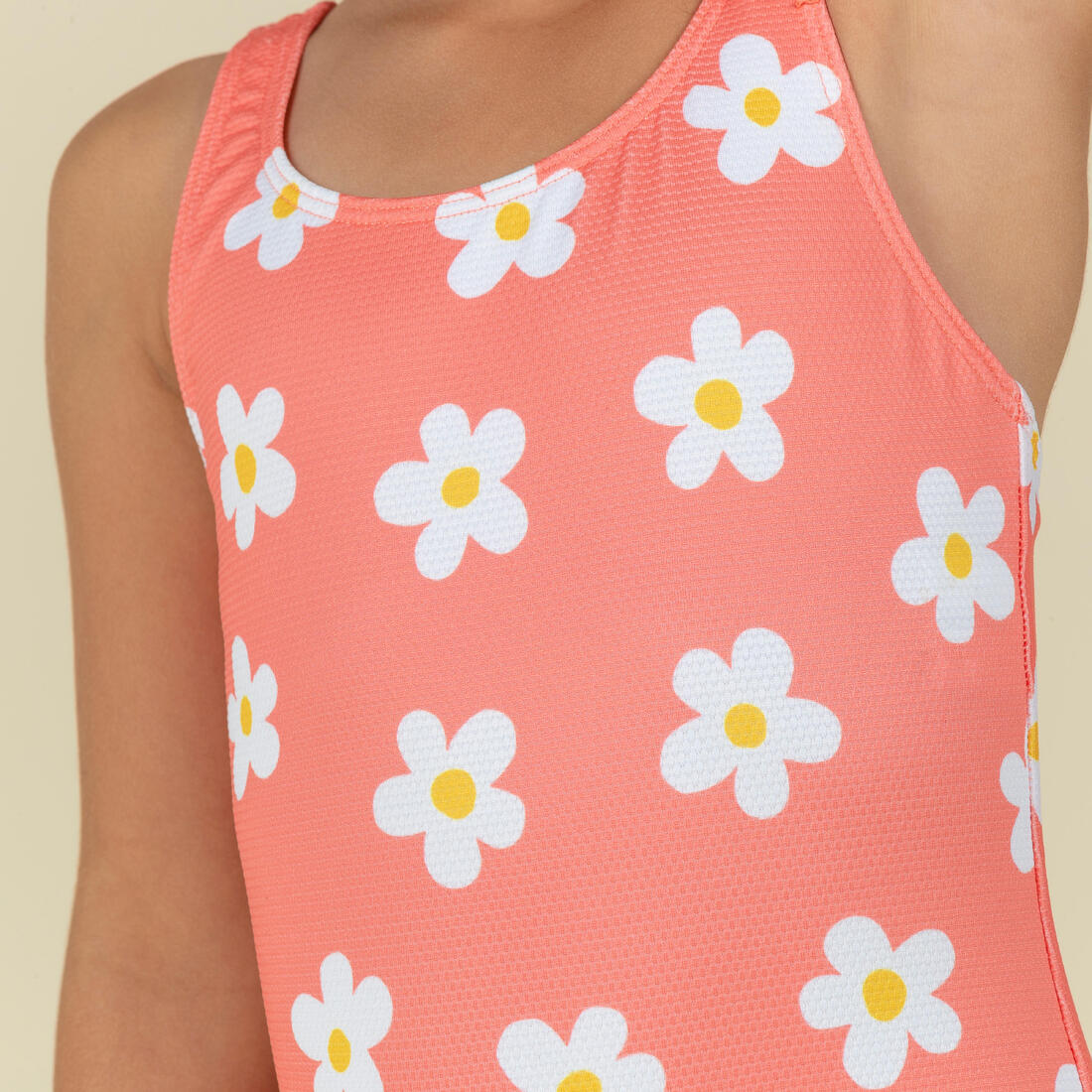 Baby Girls' 1-Piece Swimsuit waffle texture coral Flower print - Image 8