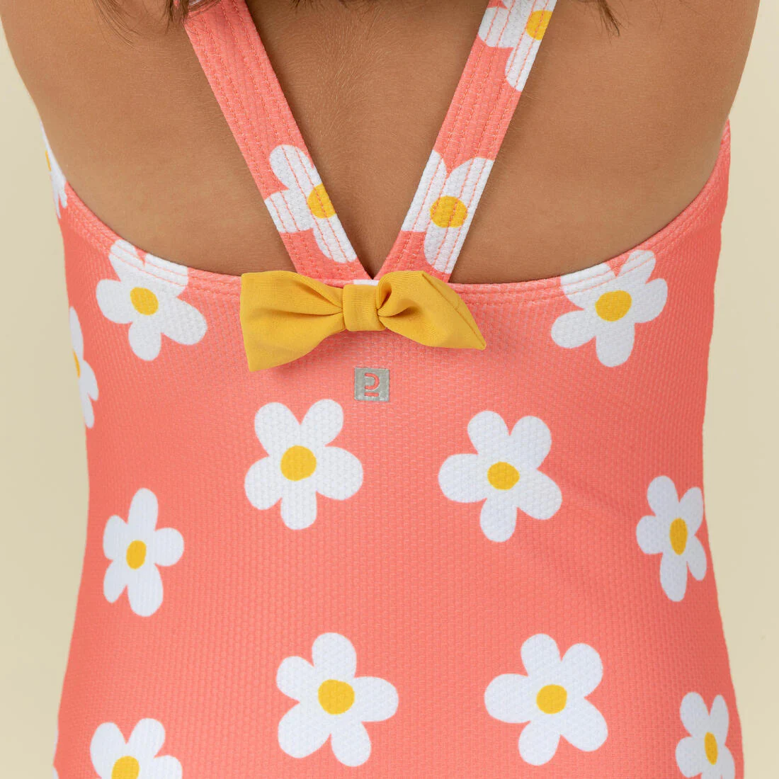 Baby Girls' 1-Piece Swimsuit waffle texture coral Flower print - Image 9