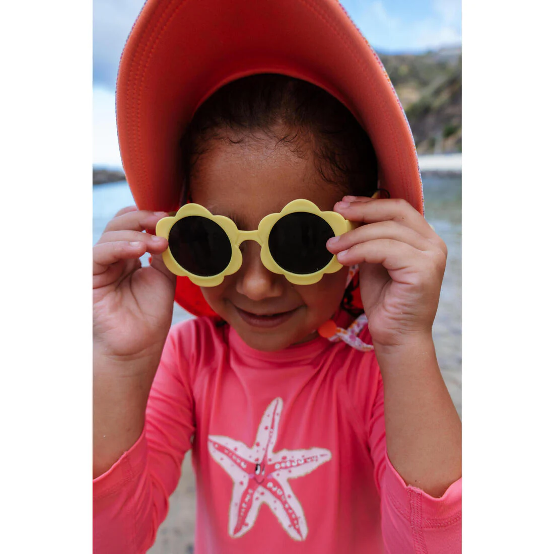 Baby Reversible UV-Protection Hat - Yellow and blue SAVANA print - Image 11