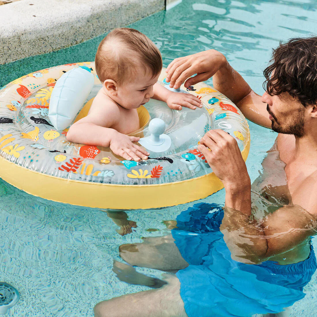 Baby seat swim ring with handles 7-15 kg - allfish yellow - Image 2
