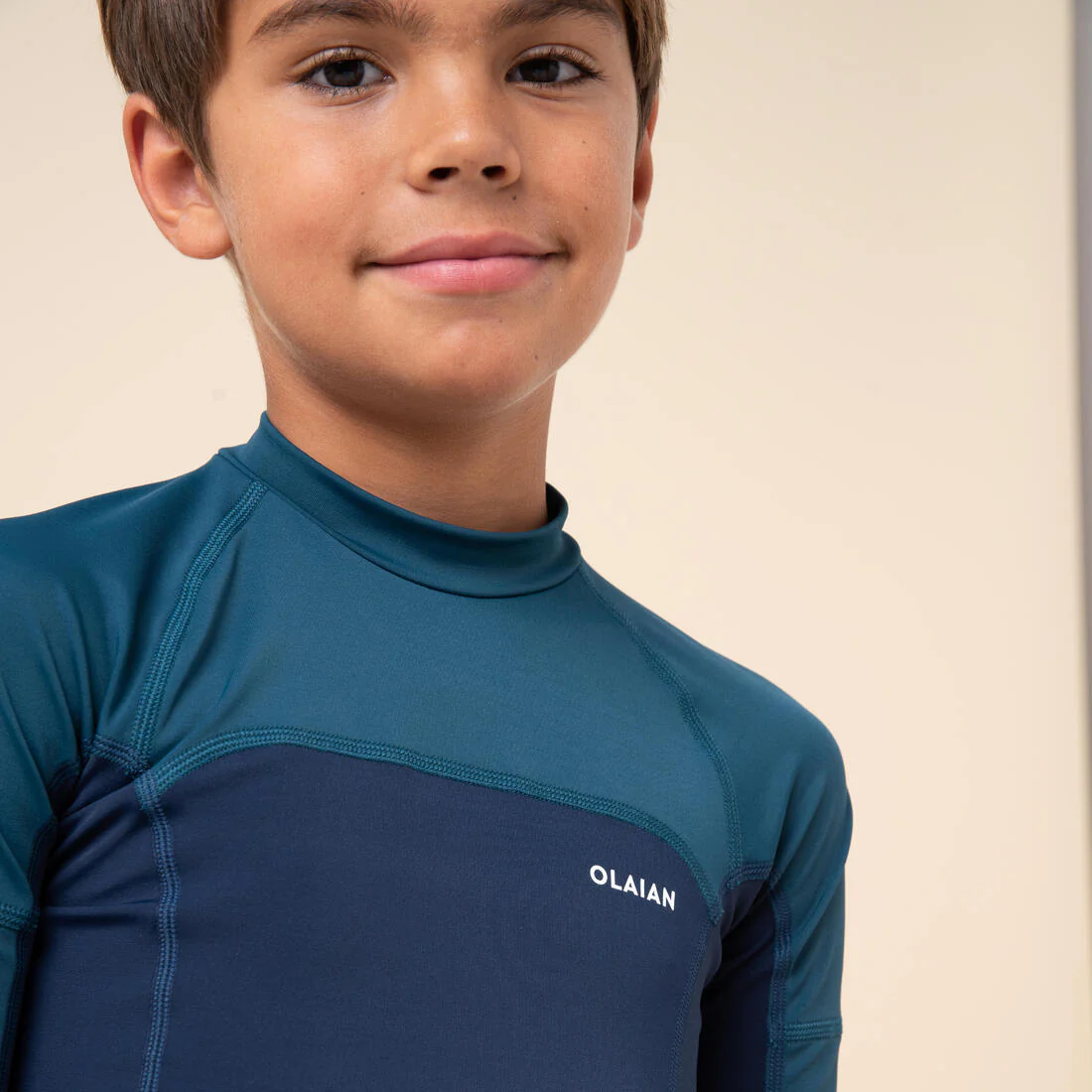 Boys’ short-sleeved sun top - navy blue and petrol - Image 3