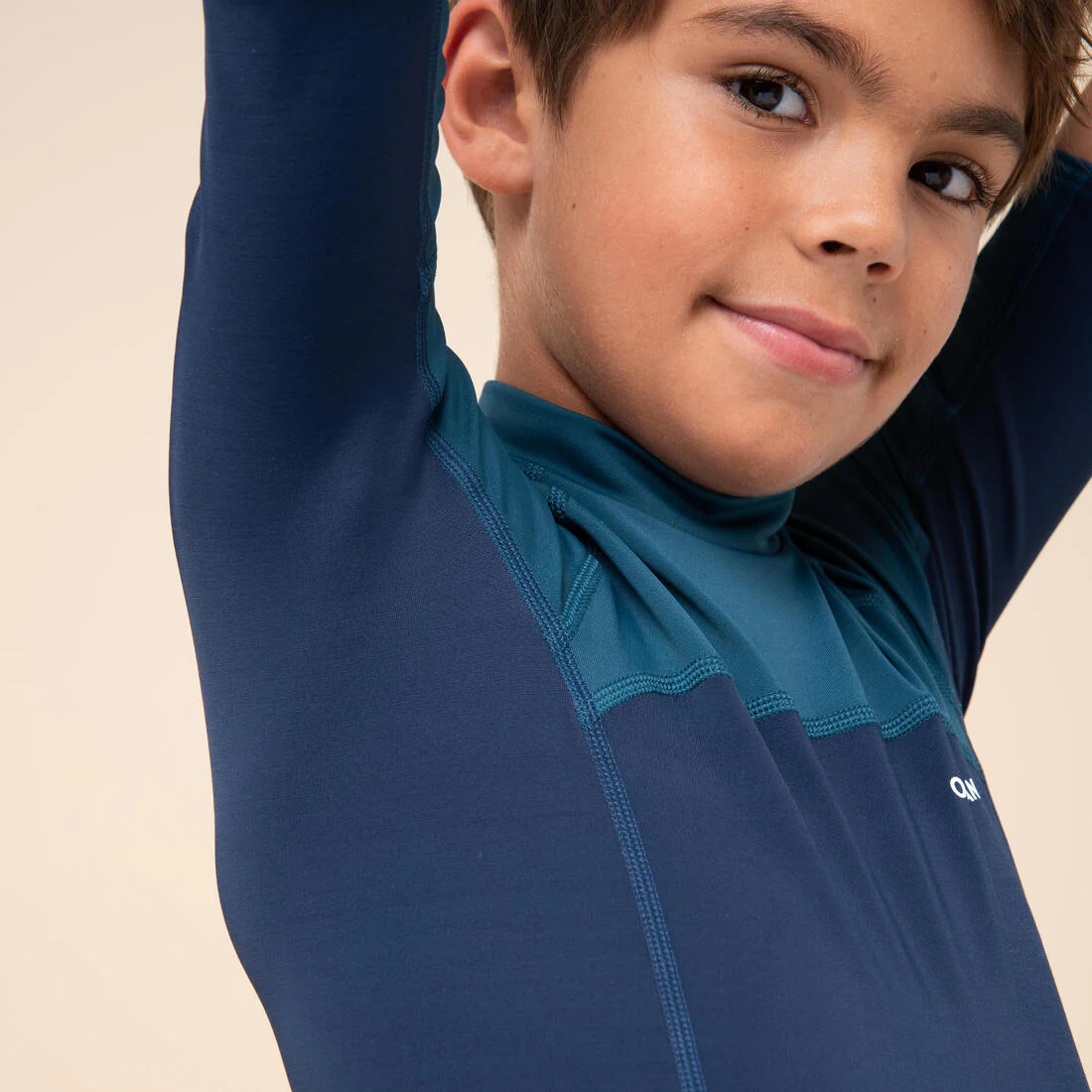Boys’ short-sleeved sun top - navy blue and petrol - Image 5