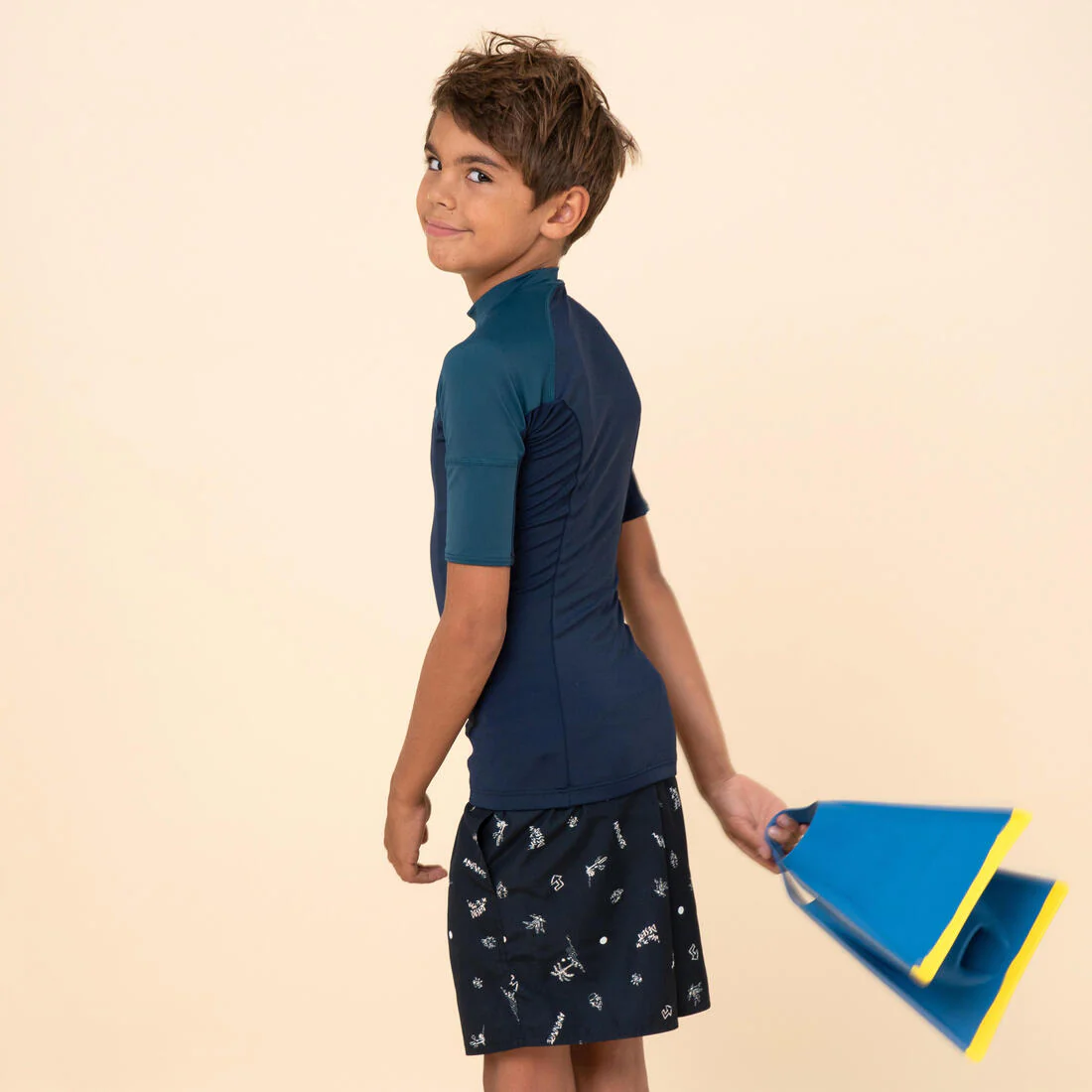 Boys’ short-sleeved sun top - navy blue and petrol - Image 7