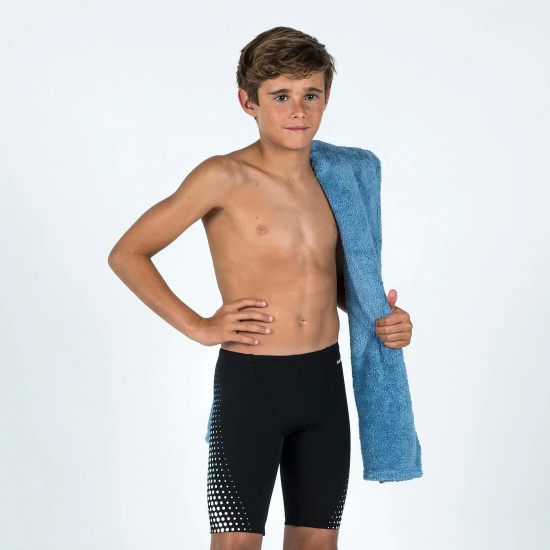 Boys’ Swimming Jammer - Fitib - Black / Olive green / Neon - Image 16