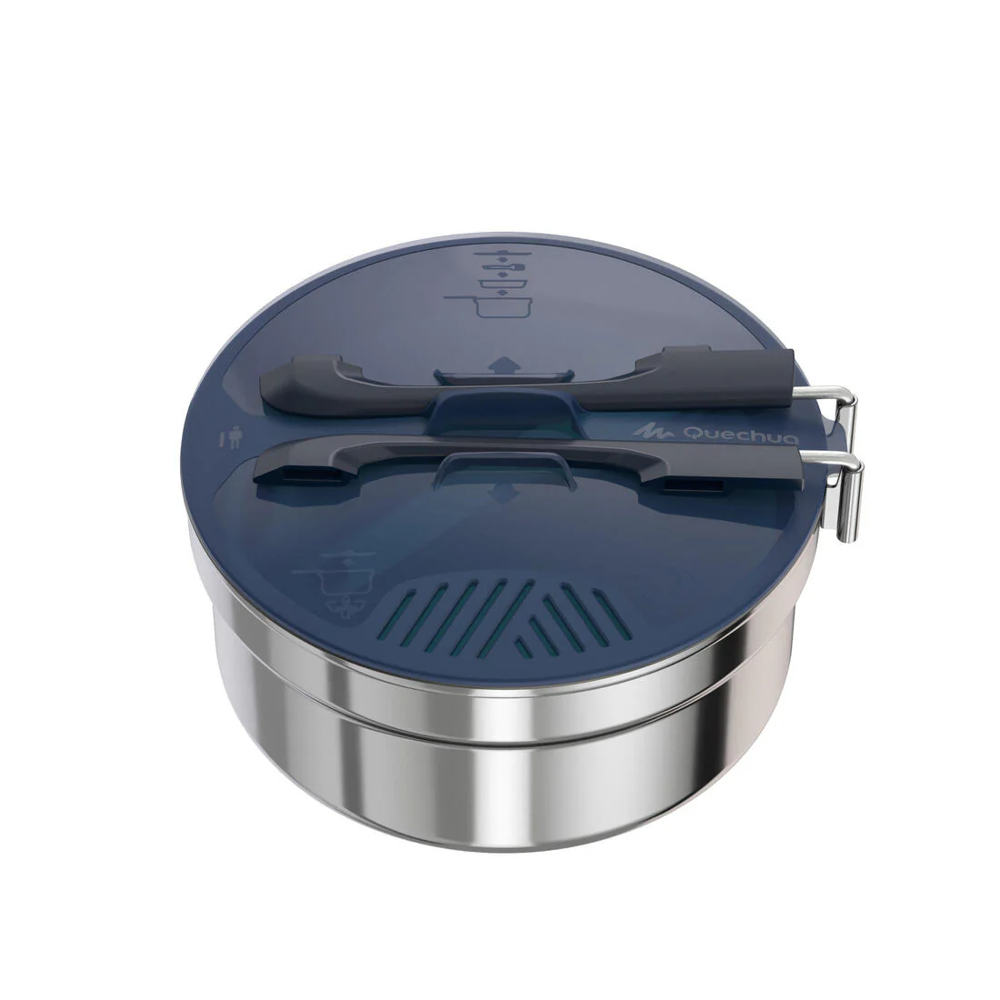 Camping and bivouacking cooking set in stainless steel 100 - 1 person - 6 items. - Image 2