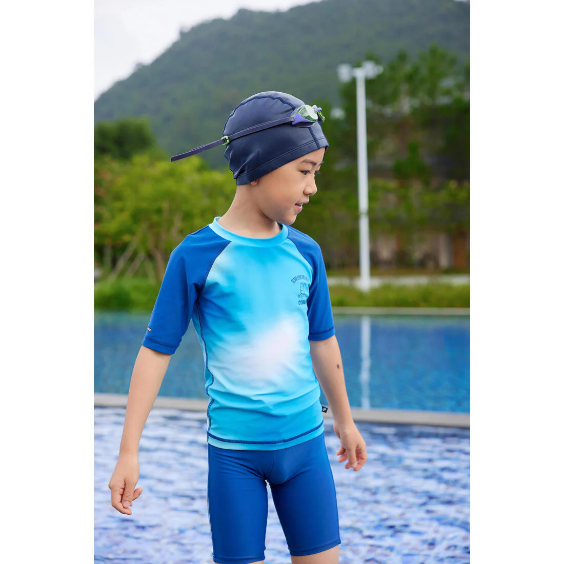 Coated mesh swim cap - Printed fabric - Size M - Green line - Image 22
