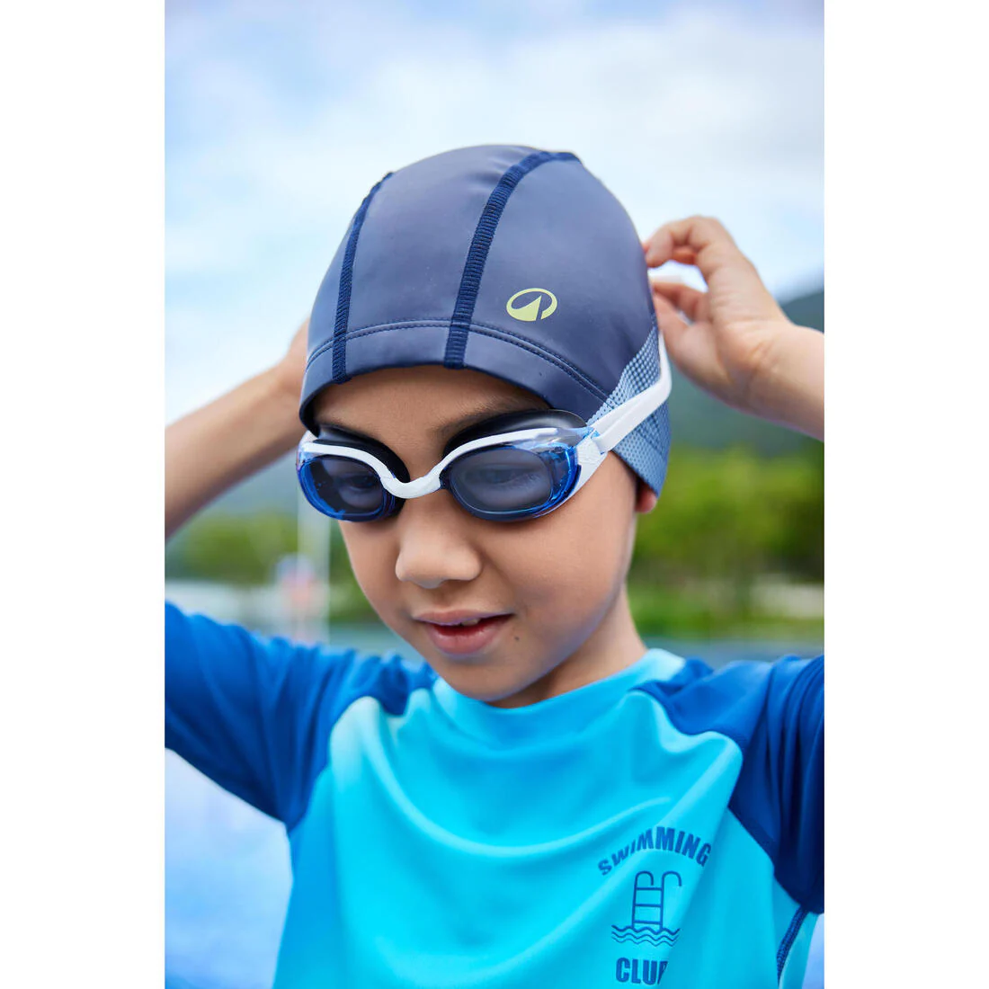 Coated mesh swim cap - Printed fabric - Size M - Green line - Image 25