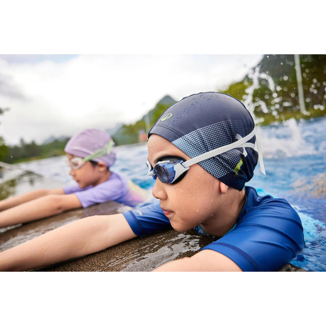 Coated mesh swim cap - Printed fabric - Size M - Green line - Image 26