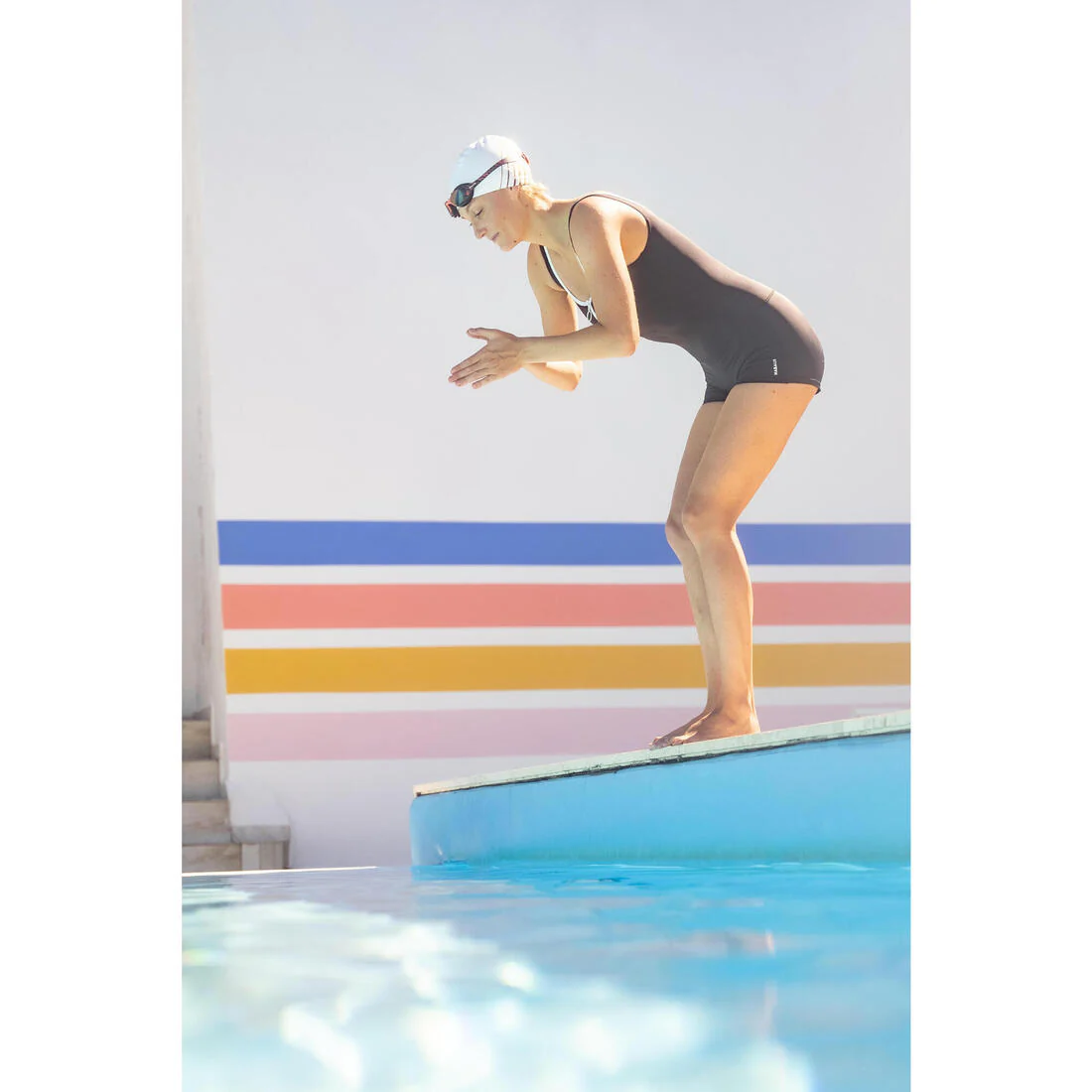 Coated mesh swim cap - Printed fabric - Size M - Green line - Image 32