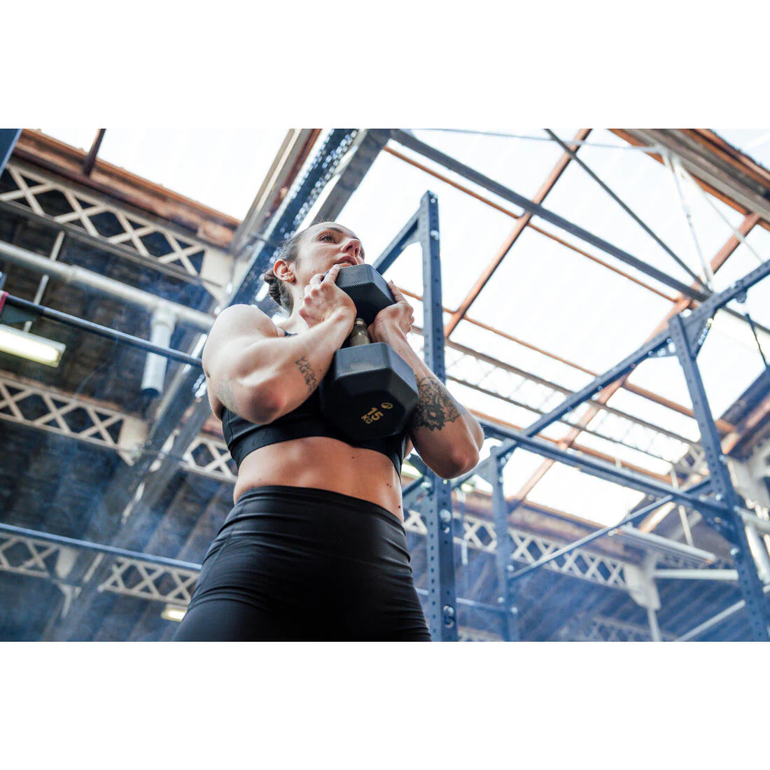 Cross Training and Weight Training 15Â kg Hex Dumbbell - Black - Image 6