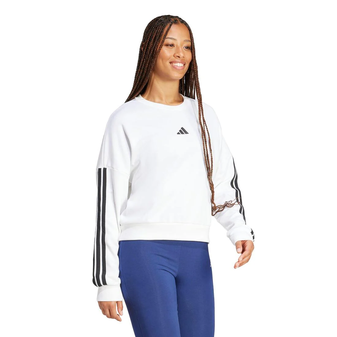 Essentials 3-Stripes French Terry Sweatshirt, White - Image 3