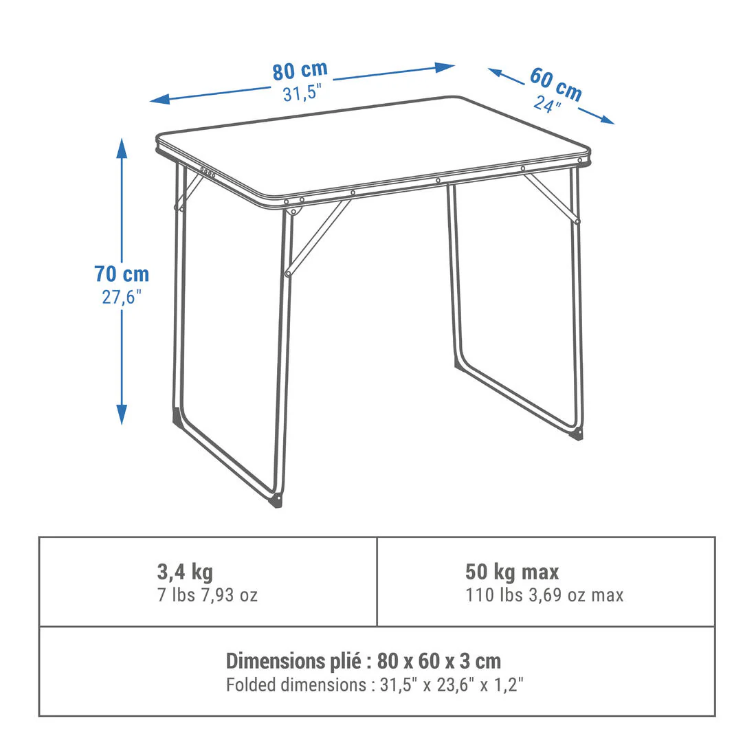 Folding Camping Table - 2 to 4 People - Image 3