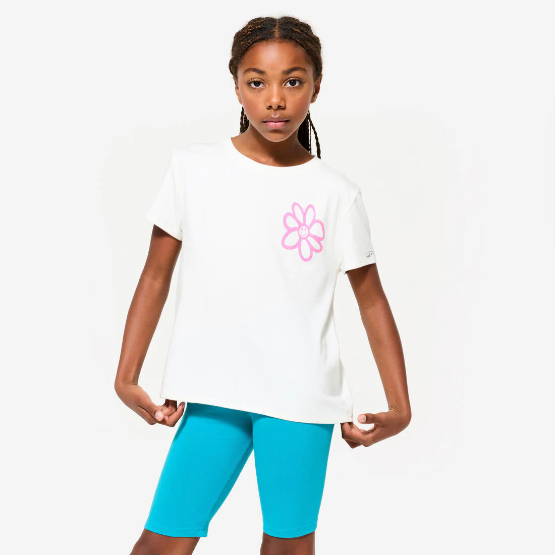 Girls' Multisports Cotton T-Shirt - White/Print