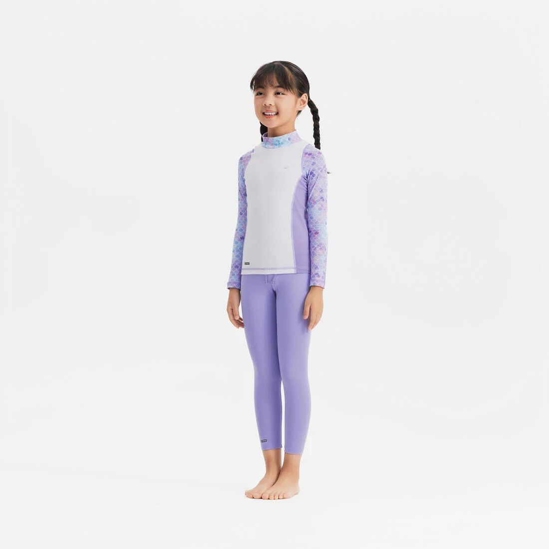 Girls’ surfing UV-protection t-shirt long sleeve 500 - MERMAID PURPLE - Image 5