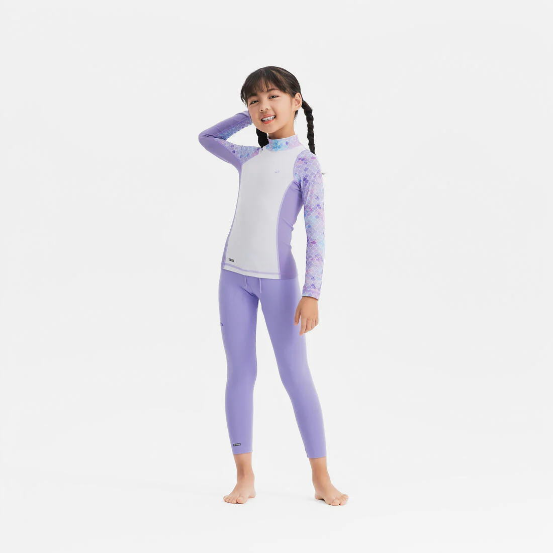 Girls’ surfing UV-protection t-shirt long sleeve 500 - MERMAID PURPLE - Image 6