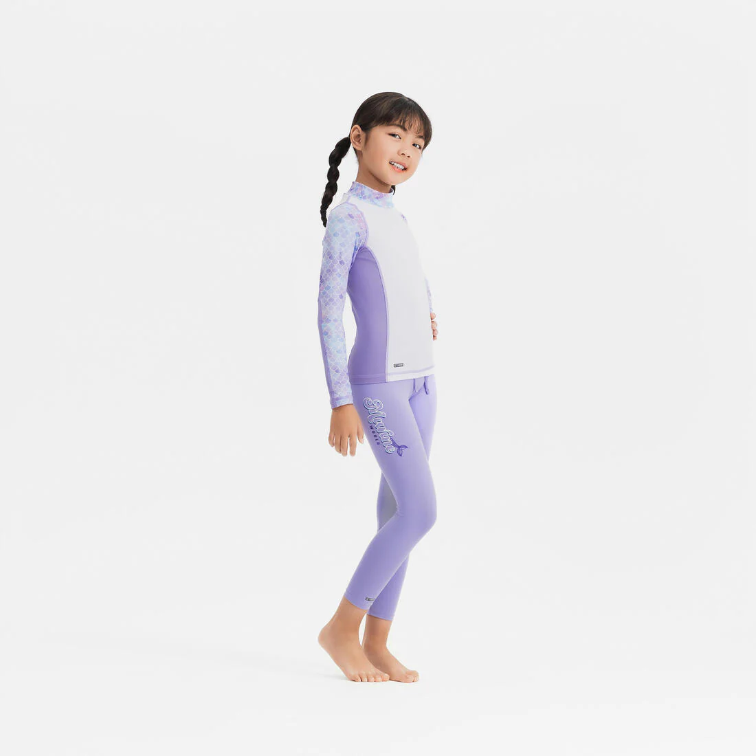 Girls’ surfing UV-protection t-shirt long sleeve 500 - MERMAID PURPLE - Image 7