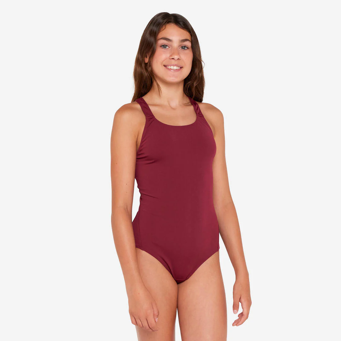 Girls’ swimming 1-piece swimsuit - 100 Vera purple