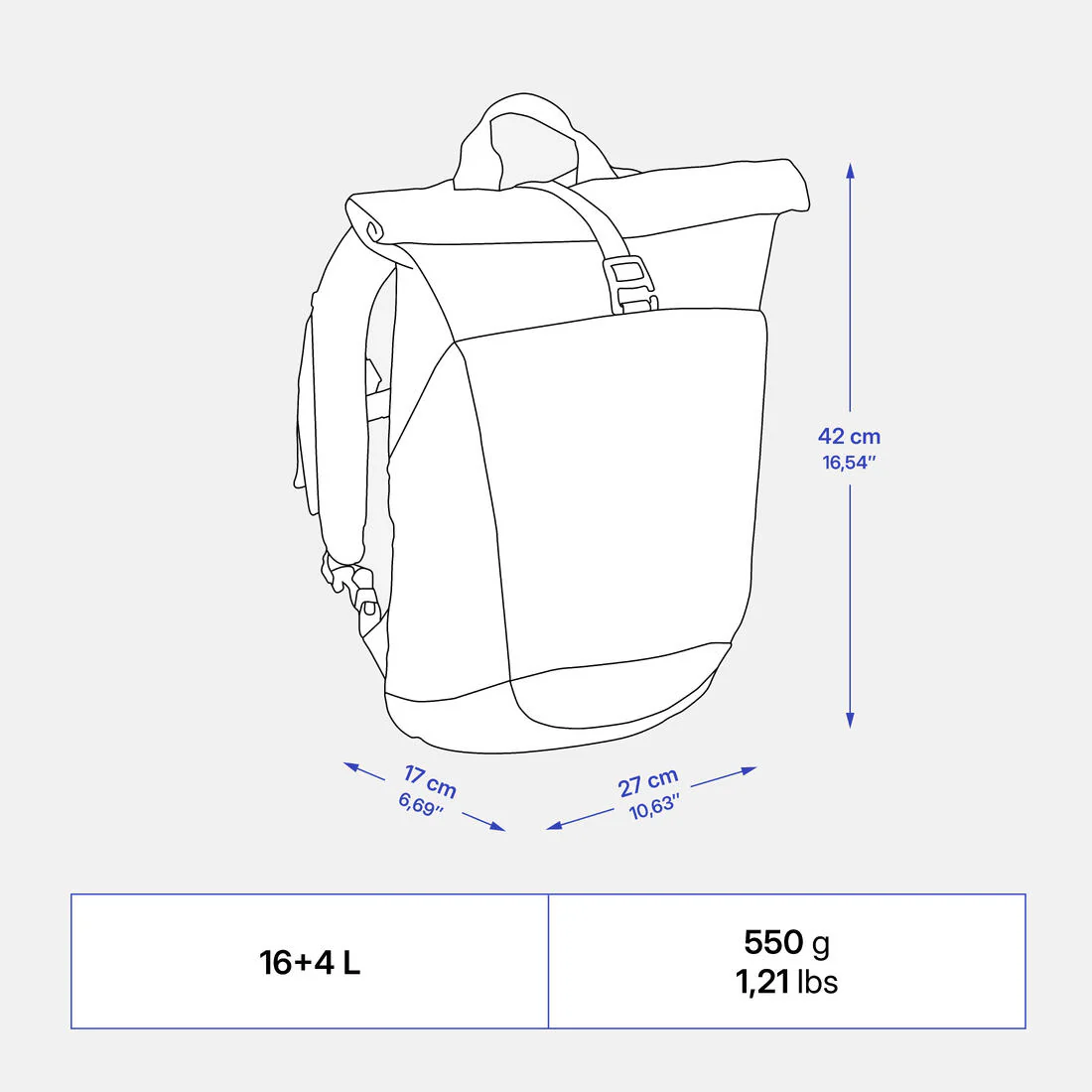 Hiking backpack 16+4 L, Escape 500 Rolltop - Image 12