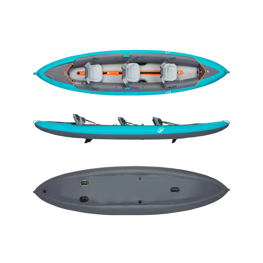 Inflatable canoe kayak 2/3 person - Tribord 100+ Blue - Image 3