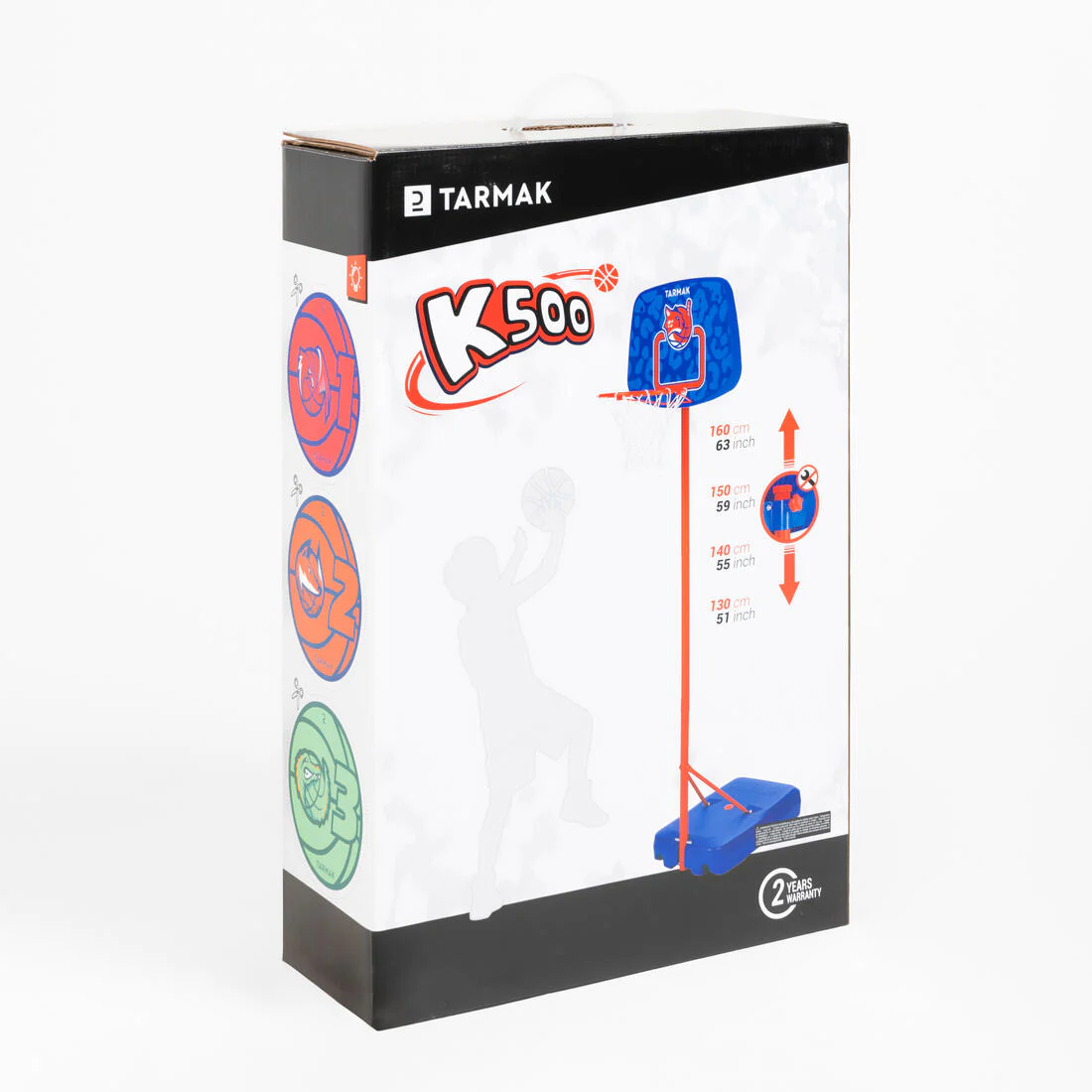 K500 Kids' Portable Basketball Hoop with Adjustable Stand (1.30m to 1.60m) - Image 2