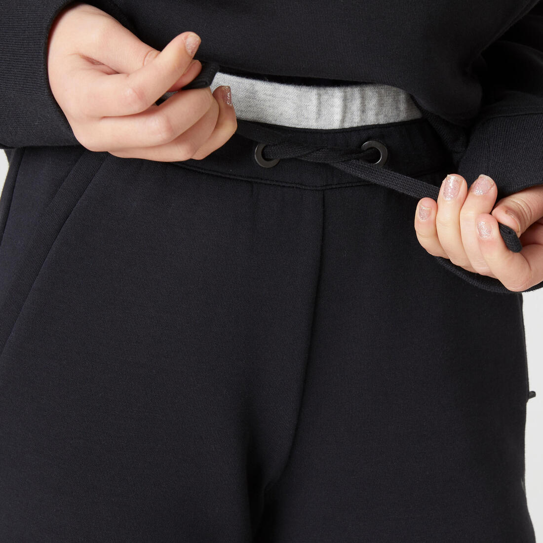 Kids' Breathable Cotton Jogging Bottoms 900 - Black - Image 3