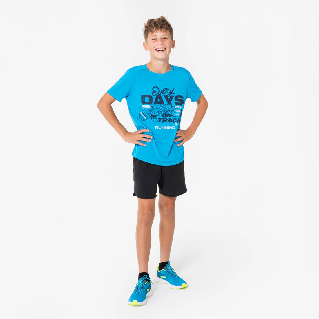 Kids' Breathable Running Shorts-KIPRUN DRY+ 900-Black and grey - Image 3