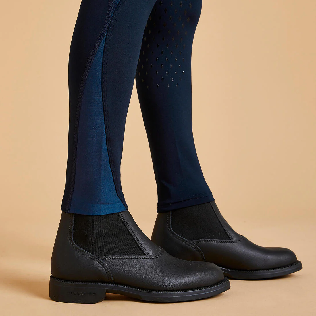 Kids' Horse Riding Leggings/Tights Fullgrip 500 - Navy Print - Image 6
