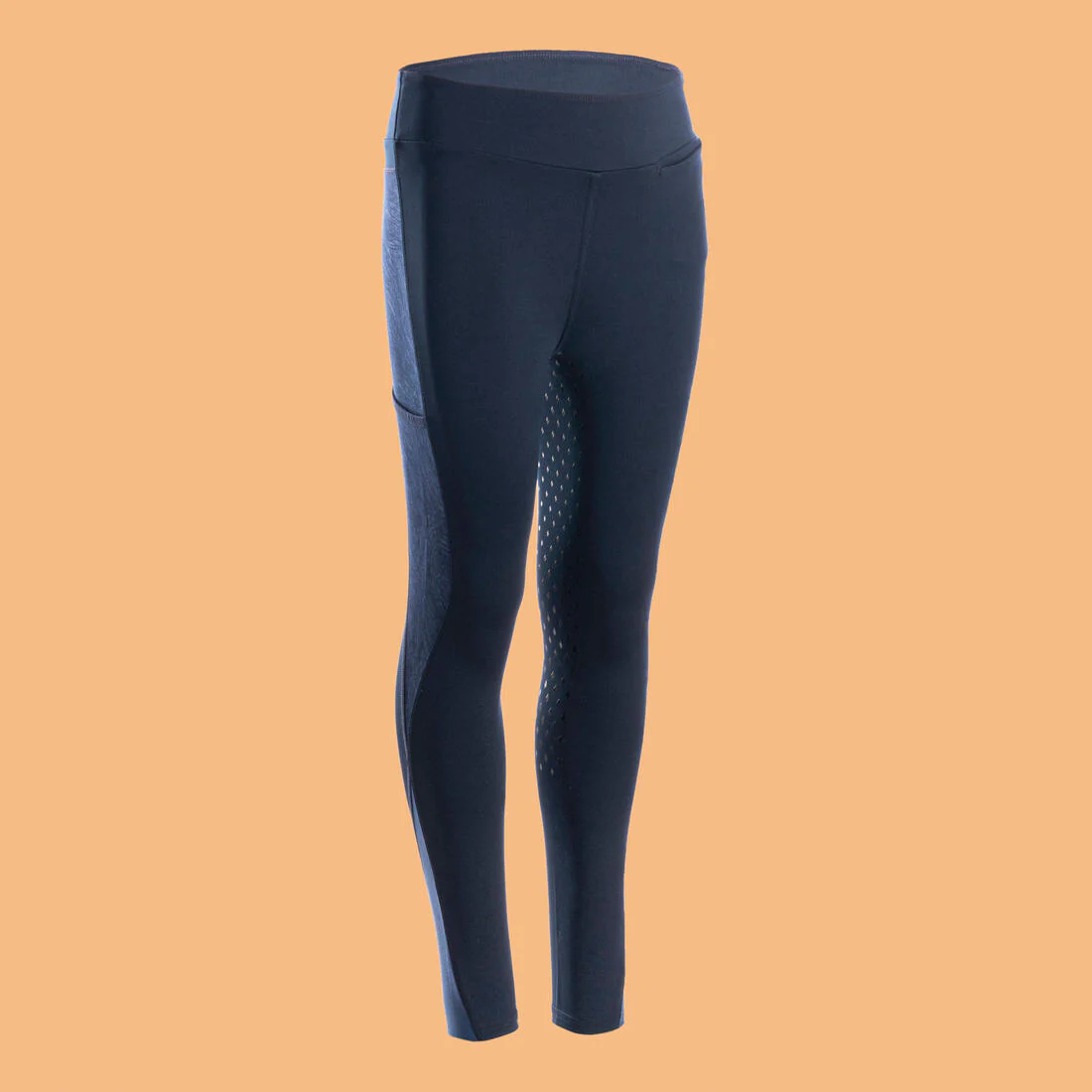 Kids' Horse Riding Leggings/Tights Fullgrip 500 - Navy Print - Image 8