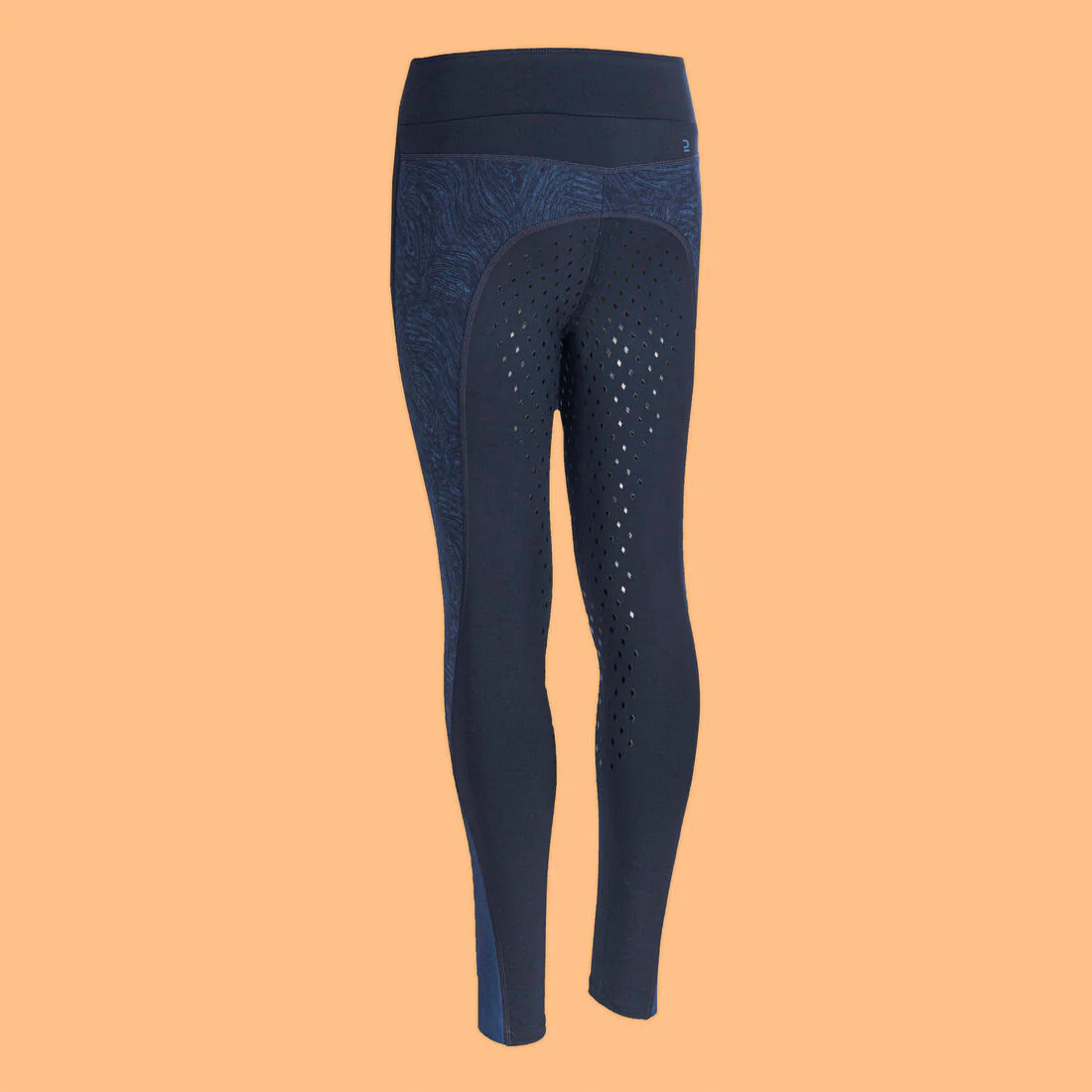 Kids' Horse Riding Leggings/Tights Fullgrip 500 - Navy Print - Image 9