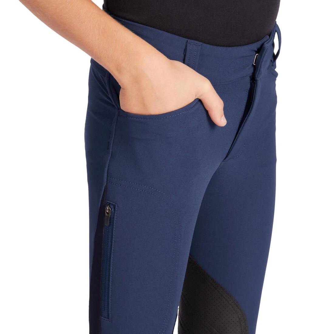 Kids' Horse Riding Lightweight Mesh Jodhpurs with Grippy Suede Patches 500 - Image 14