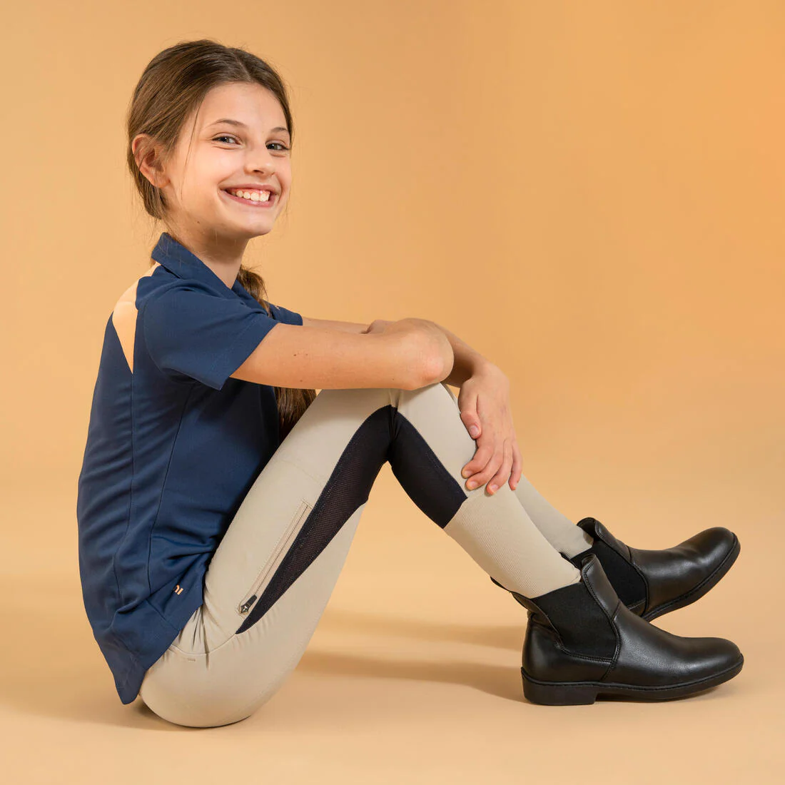 Kids' Horse Riding Lightweight Mesh Jodhpurs with Grippy Suede Patches 500 - Image 6
