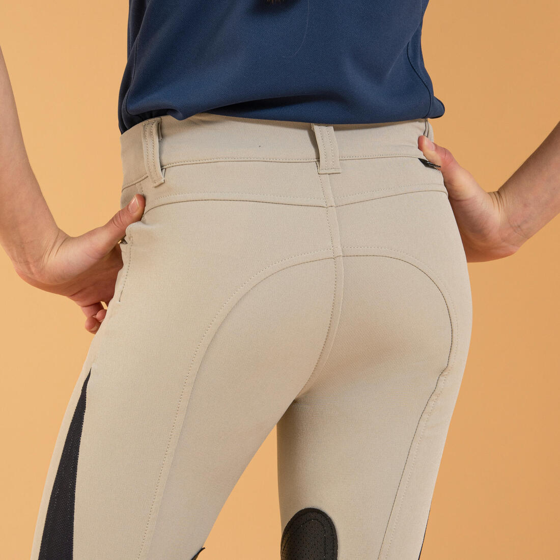 Kids' Horse Riding Lightweight Mesh Jodhpurs with Grippy Suede Patches 500 - Image 9