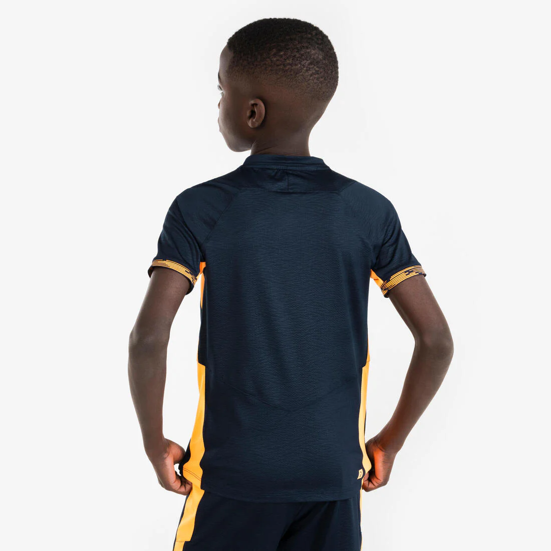 Kids' Short-Sleeved Football Shirt CLR - Orange/Navy - Image 2