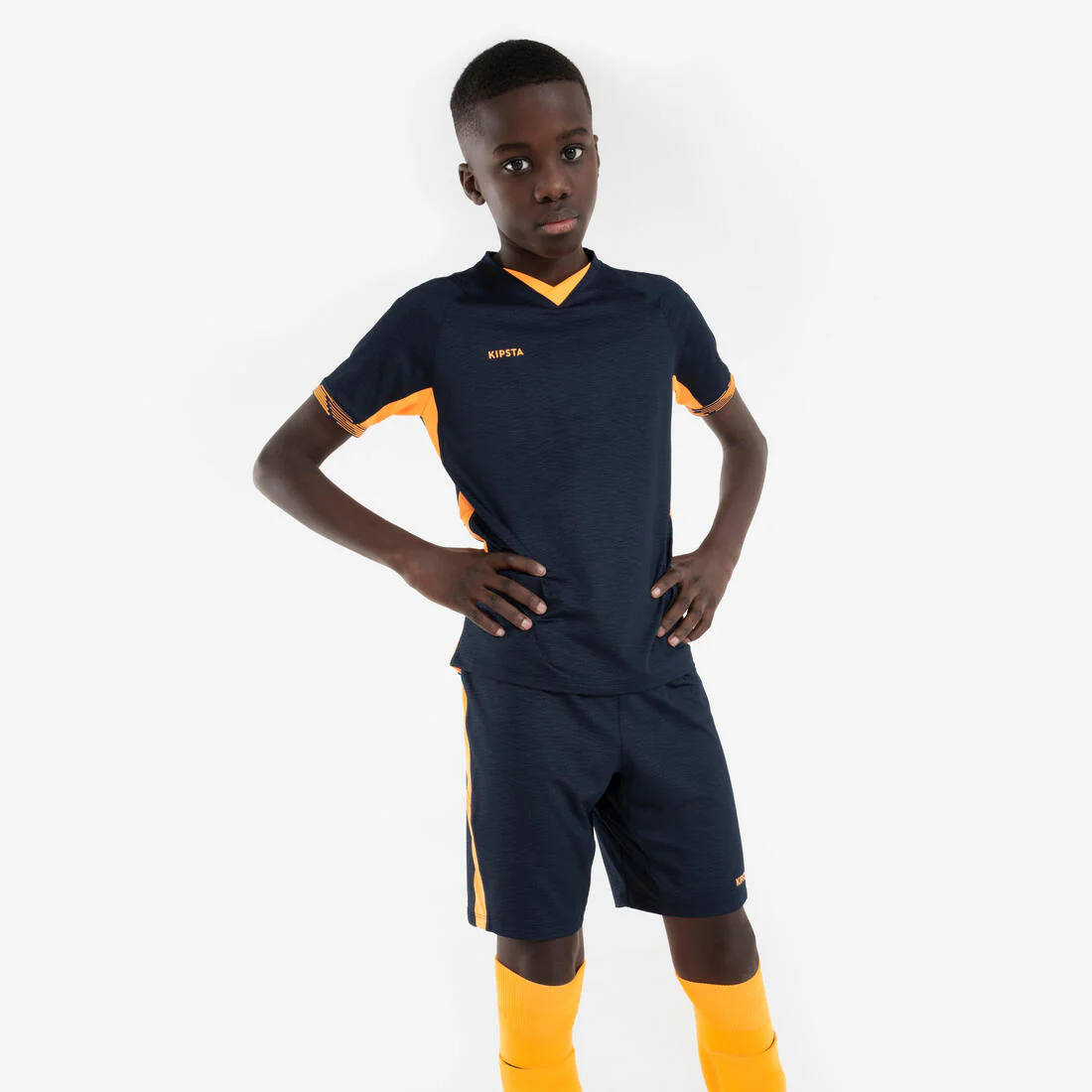 Kids' Short-Sleeved Football Shirt CLR - Orange/Navy - Image 3